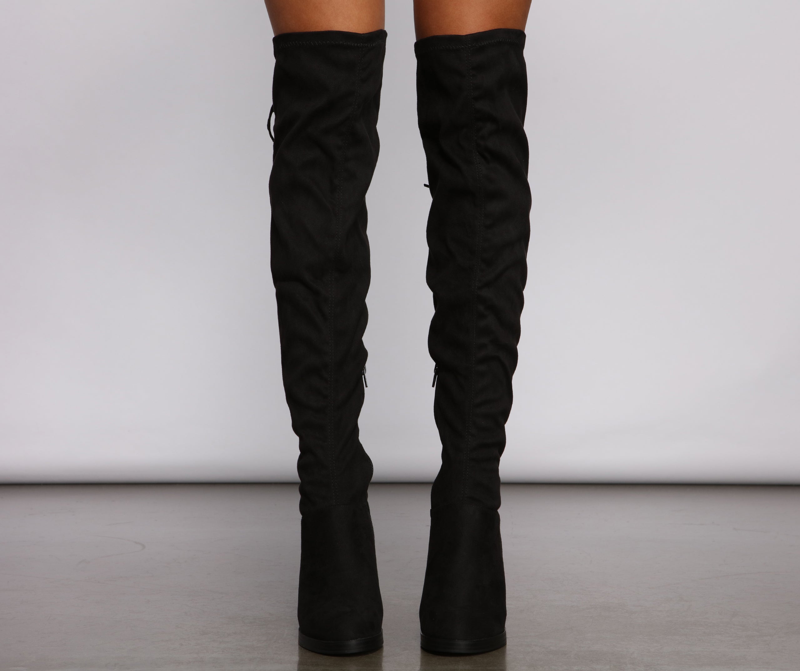 Over The Knee Stacked Block Heeled Boots