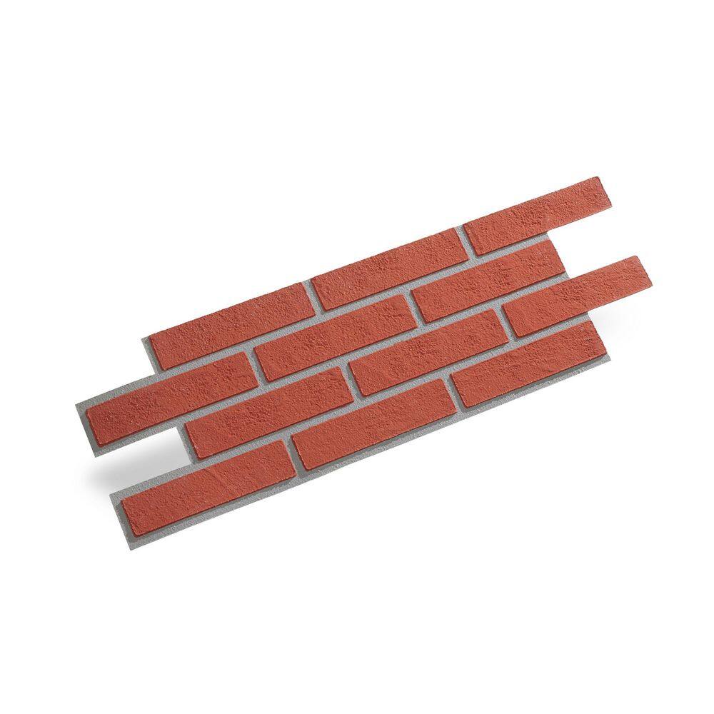 WALL!SUPPLY 0.2 in. x 9.84 in. x 26.18 in. UltraFlex Brick Peel and Stick Red Wall Paneling 20120303