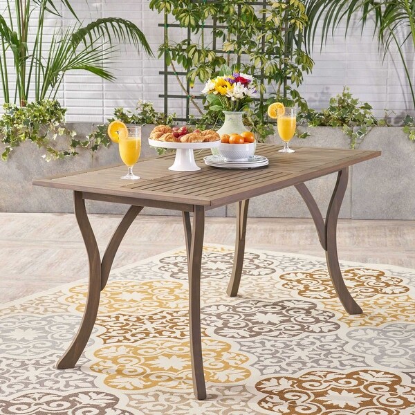 59Inch Rectangular Wood Patio Table for Outdoor Dining