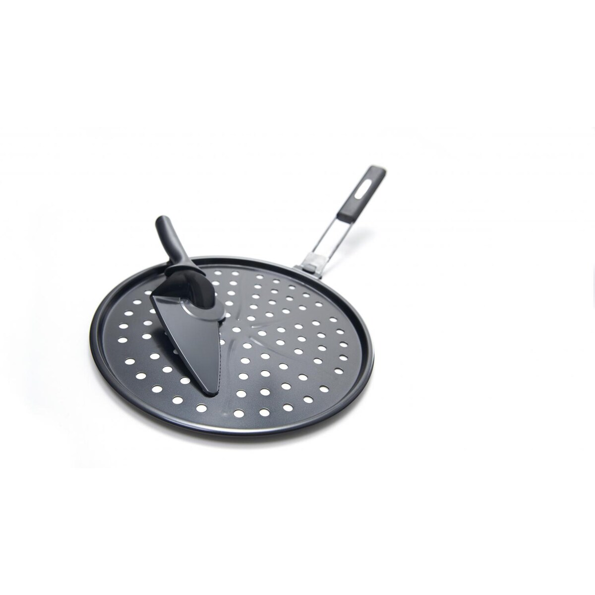 2-Piece 12-Inch Non-Stick Pizza Grill Pan With Pizza Cutter / Server