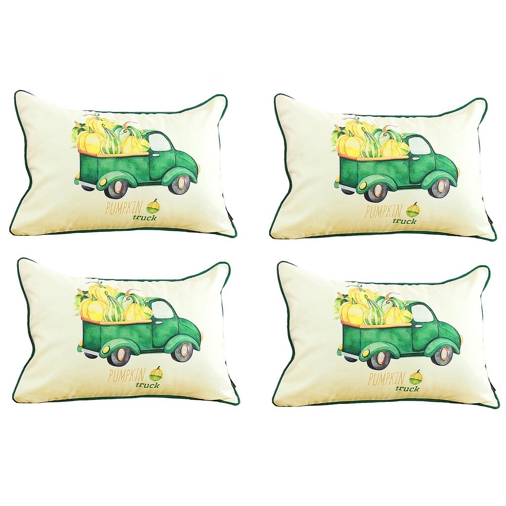 Decorative Fall Thanksgiving Throw Pillow Cover Truck Lumbar Set of 4