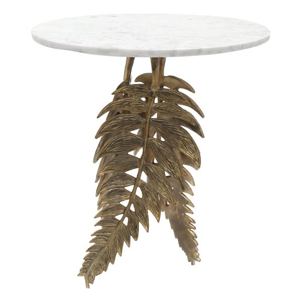 Neruda Marble Side Table White and Gold - White， Gold - 18