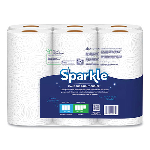 Georgia Pacific Sparkle Pick-A-Size Perforated Kitchen Triple Roll Towels with Thirst Pockets | 2-Ply， 11 x 6， White， 165 Sheets