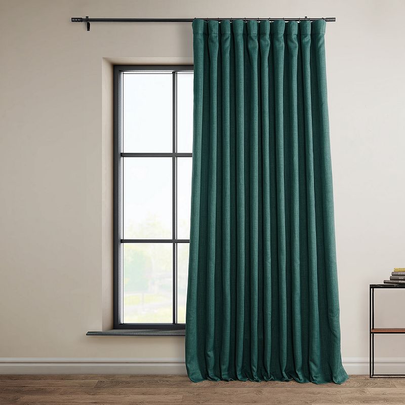 EFF Faux Linen Extra Wide Blackout Window Curtain