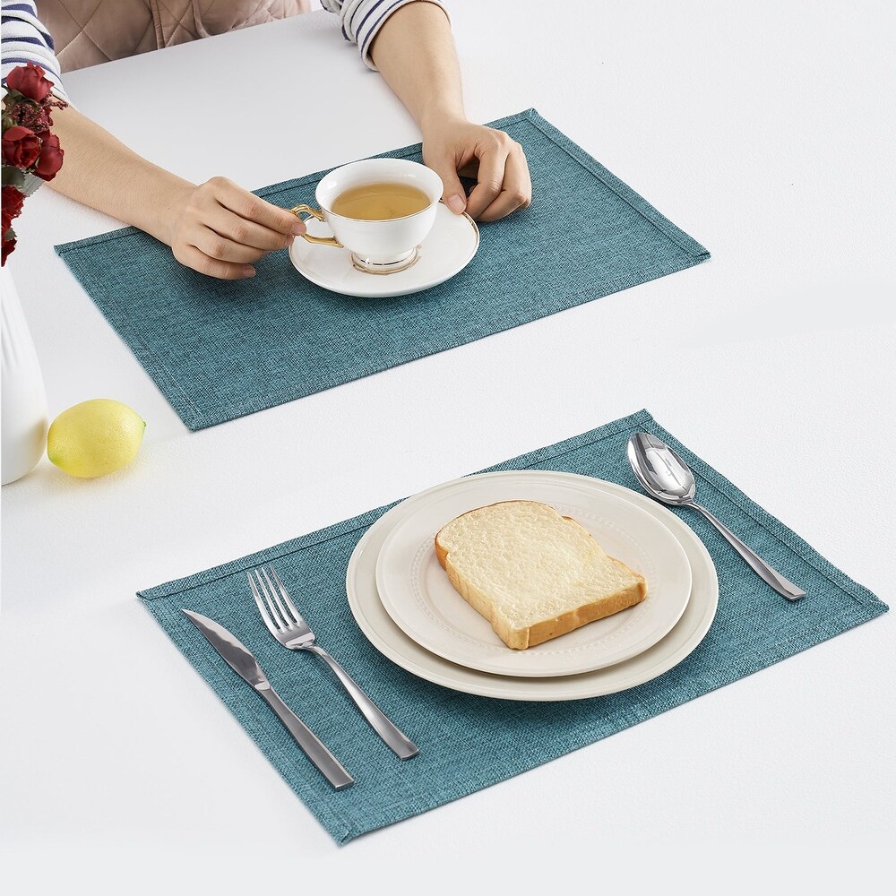 Linen Placemats Set of 4  Heat Resistant Dining Table Place Mats   Machine Washable