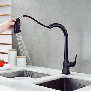 LUXIER Single-Handle Pull-Down Sprayer Kitchen Faucet with 2-Function Sprayhead in Matte Black KTS20-TM