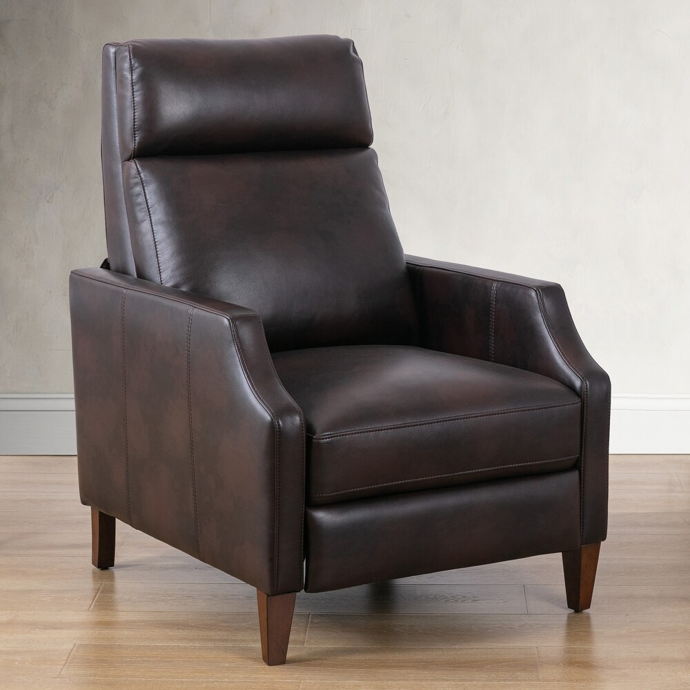 PU Leather Club Chairs Casual Single Sofa Push Back Recliner Arm Chairs Accent Chairs with Solid Wood Legs for Living Room