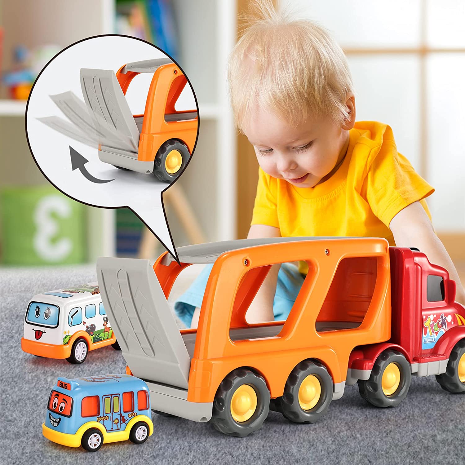 TEMI 5 in 1 Carrier Truck Transport Car Play Vehicles Toys