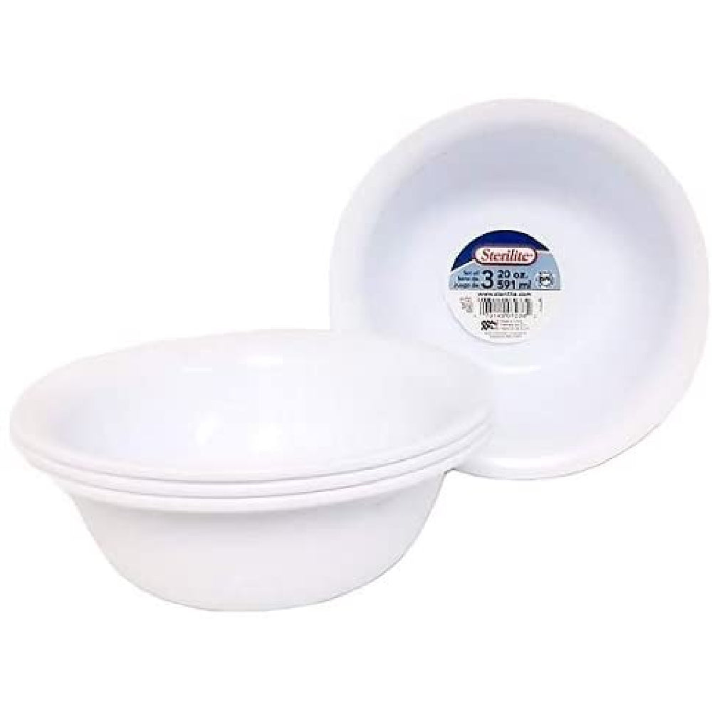 Sterilite 20 Ounce Cereal Soup Bowls Set of 3 Plastic White， 2 Pack