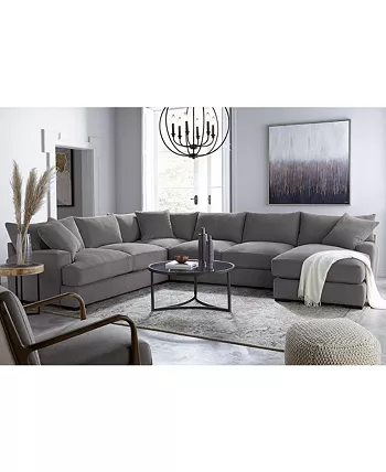 Furniture Rhyder 4-Pc. 112 Fabric Sectional Sofa with Chaise