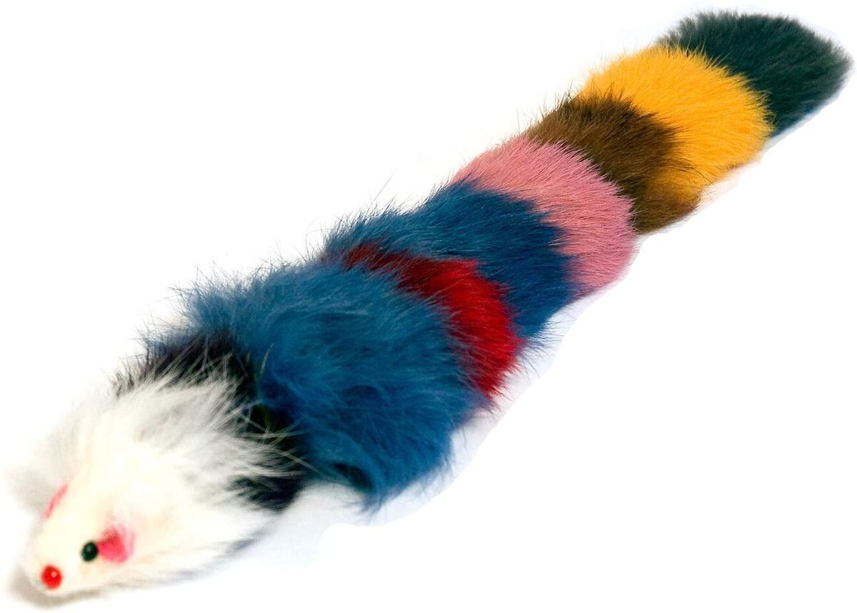 Iconic Pet Fur Weasel Squeaky Chaser Cat Toy