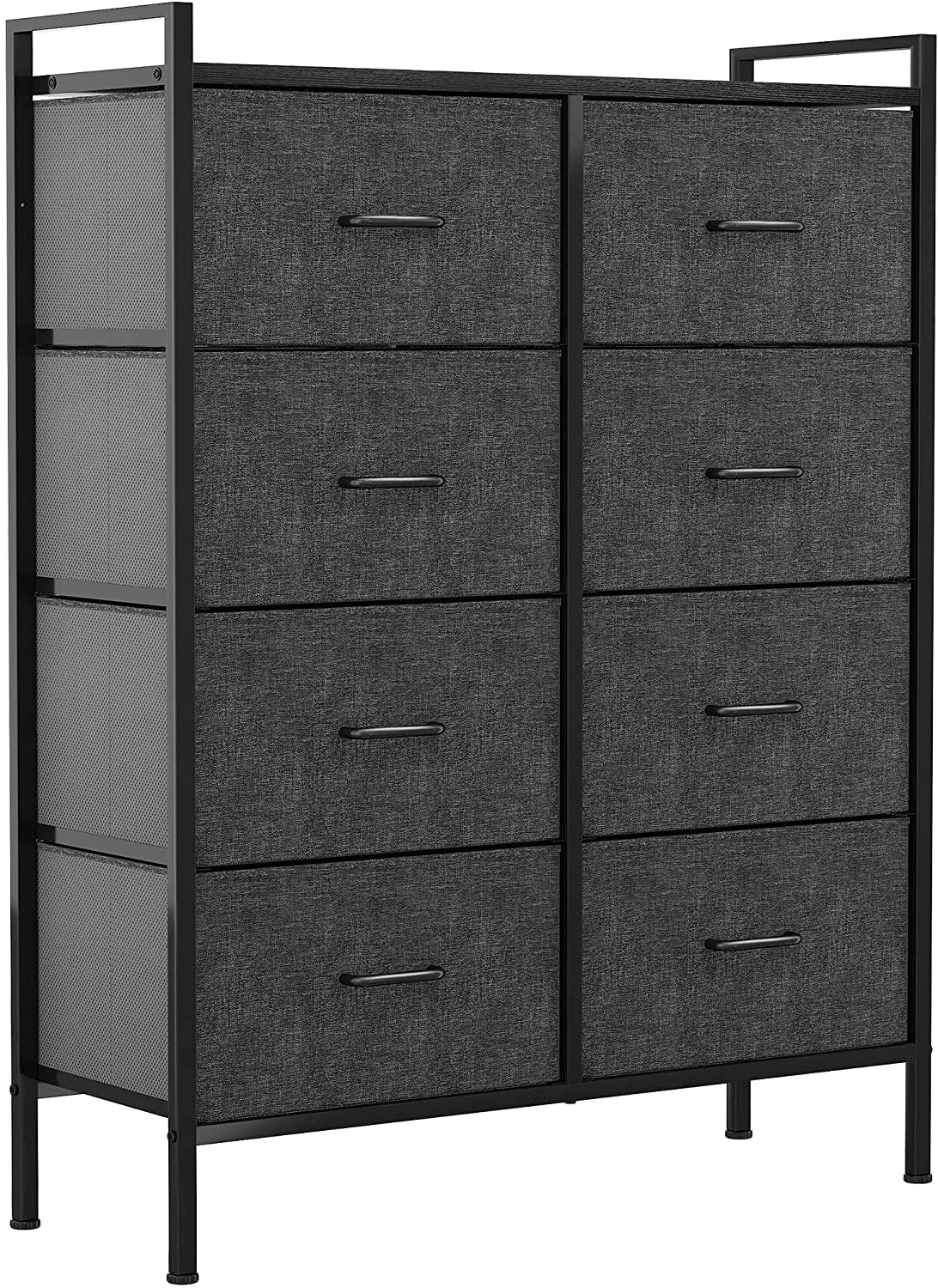 DWVO 8 Drawer Dresser for Bedroom Tall Fabric Dresser Storage Tower Cabinet Bin Storage Organizer for Living Room Kids Room, Black Gray