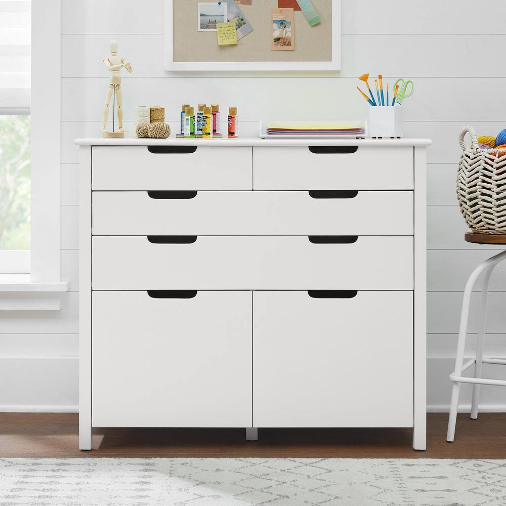 StyleWell White Color Inside and Outside Craft Storage with 2-File Drawers JS-3438-A