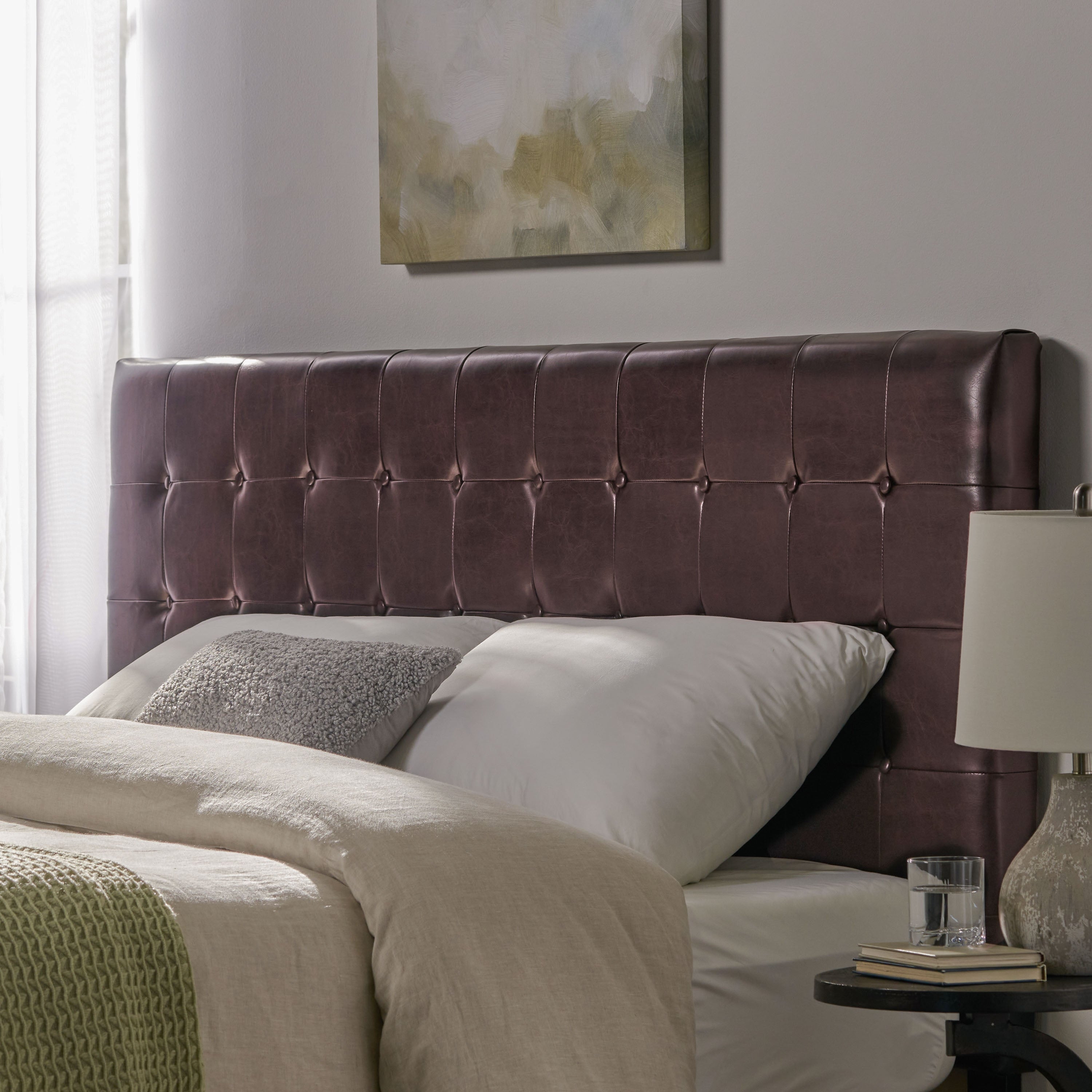 Austin Adjustable King/California King Tufted Bonded Leather Headboard by Christopher Knight Home - - 9463624