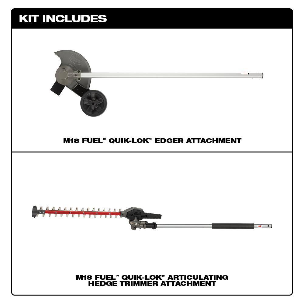 MW M18 FUEL QUIK-LOK 8 in. Edger Attachment and M18 FUEL QUIK-LOK Hedge Trimmer Attachment (2-Tool) 49-16-2718-49-16-2719