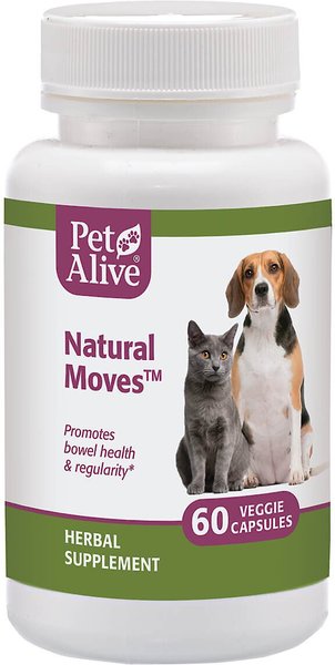 PetAlive Natural Moves Bowel Health Dog and Cat Supplement， 60 count