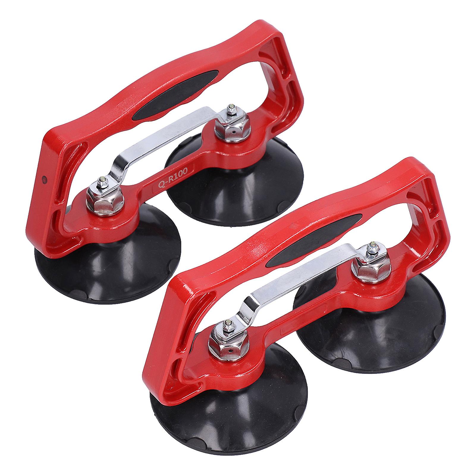 2pcs Suction Cup Lifter Heavy Duty Dual Cups Portable Glass Holder Puller With Handle 35kg Load