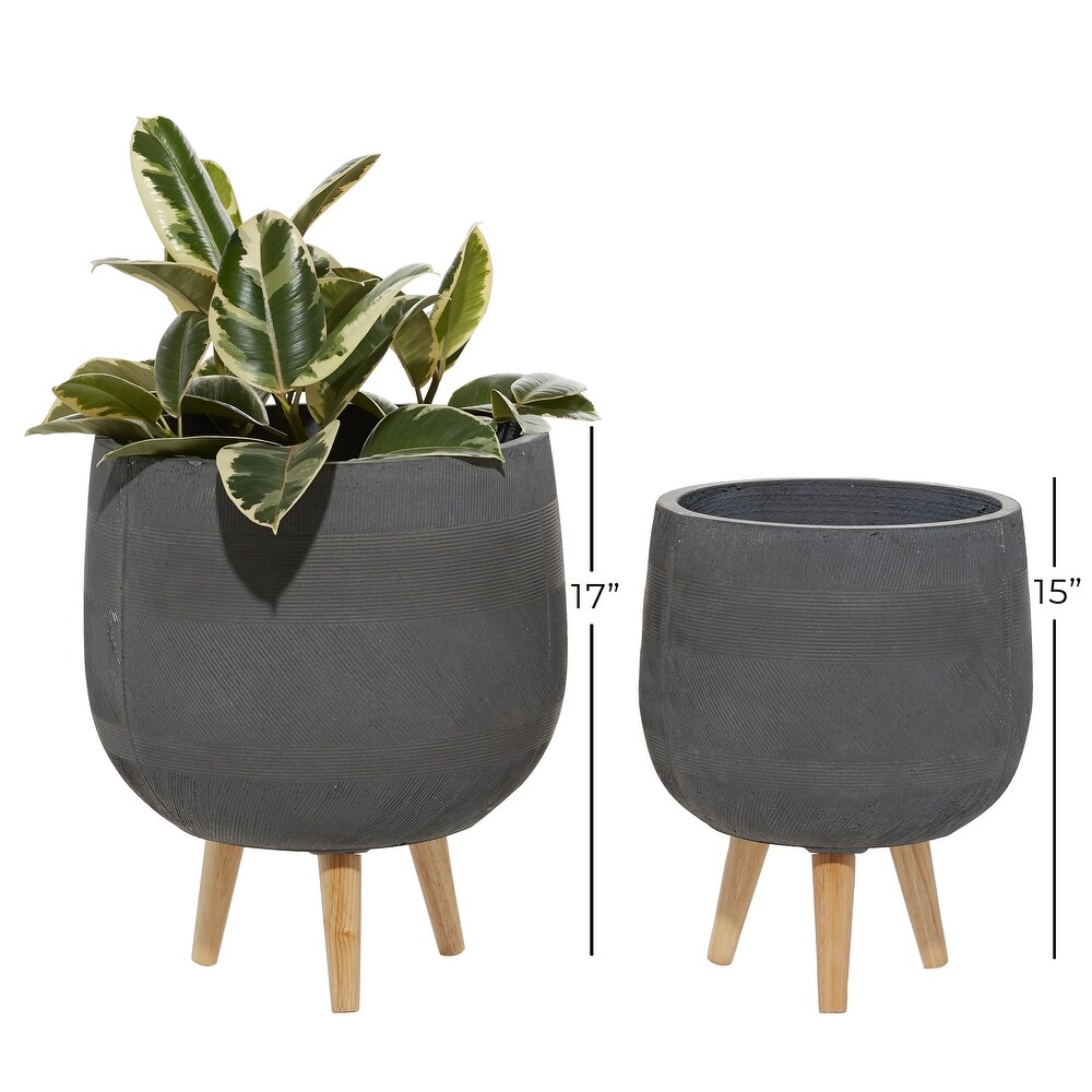 Ceramic Contemporary Planter (Set of 2)   12 x 12 x 15Round