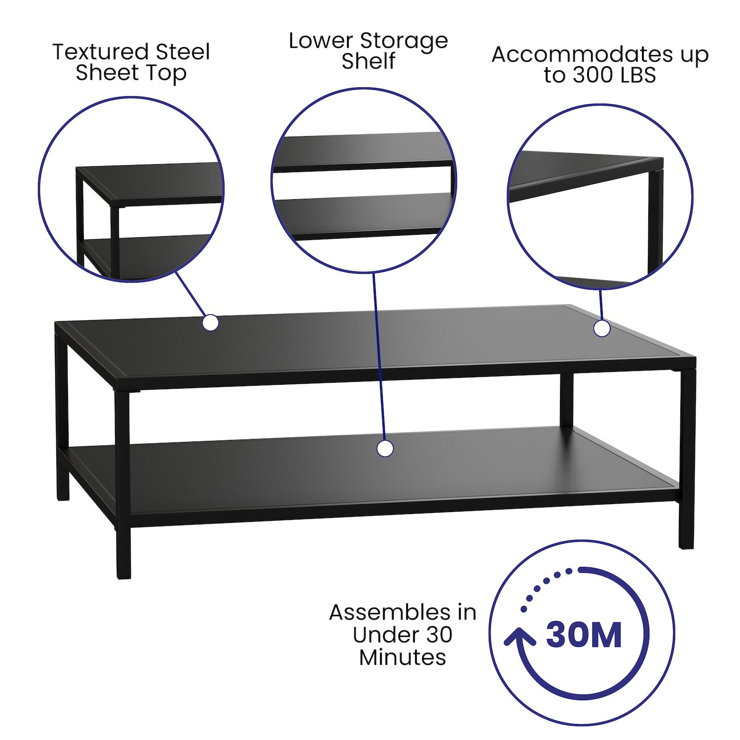 Flash Furniture Outdoor 2-Tier Patio Coffee Table