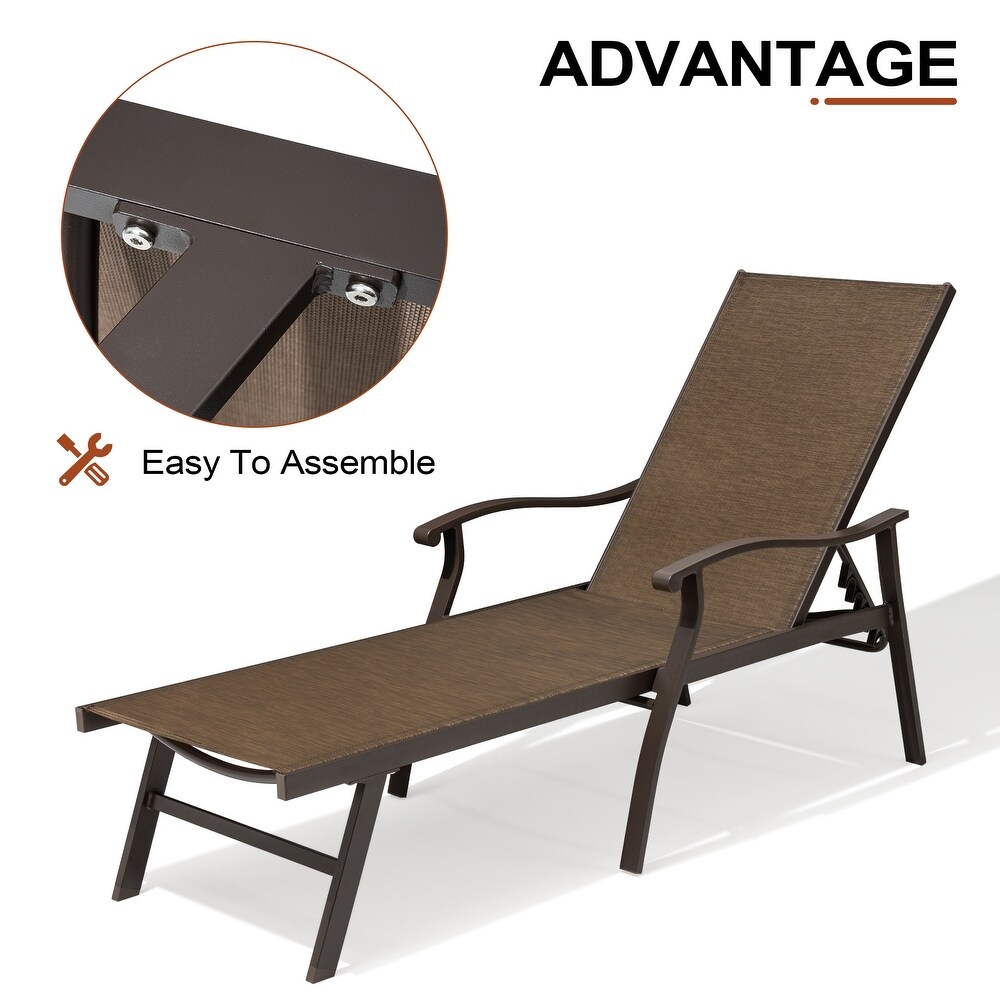 Outdoor Patio Aluminum Adjustable Chaise Lounge Chair (Set of 2)   See Picture