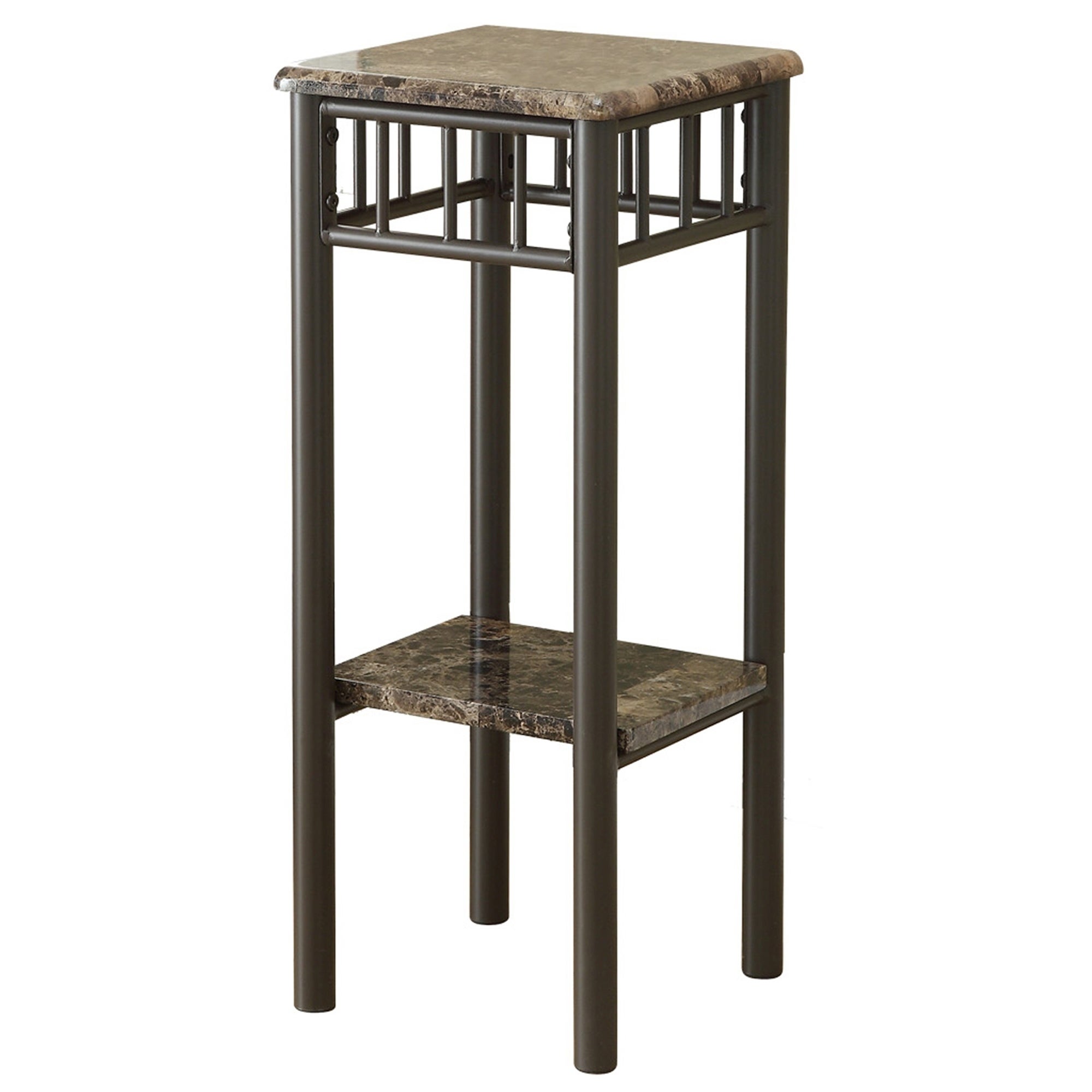 Accent Table， Side， End， Plant Stand， Square， Living Room， Bedroom， Metal， Laminate， Marble Look， Transitional