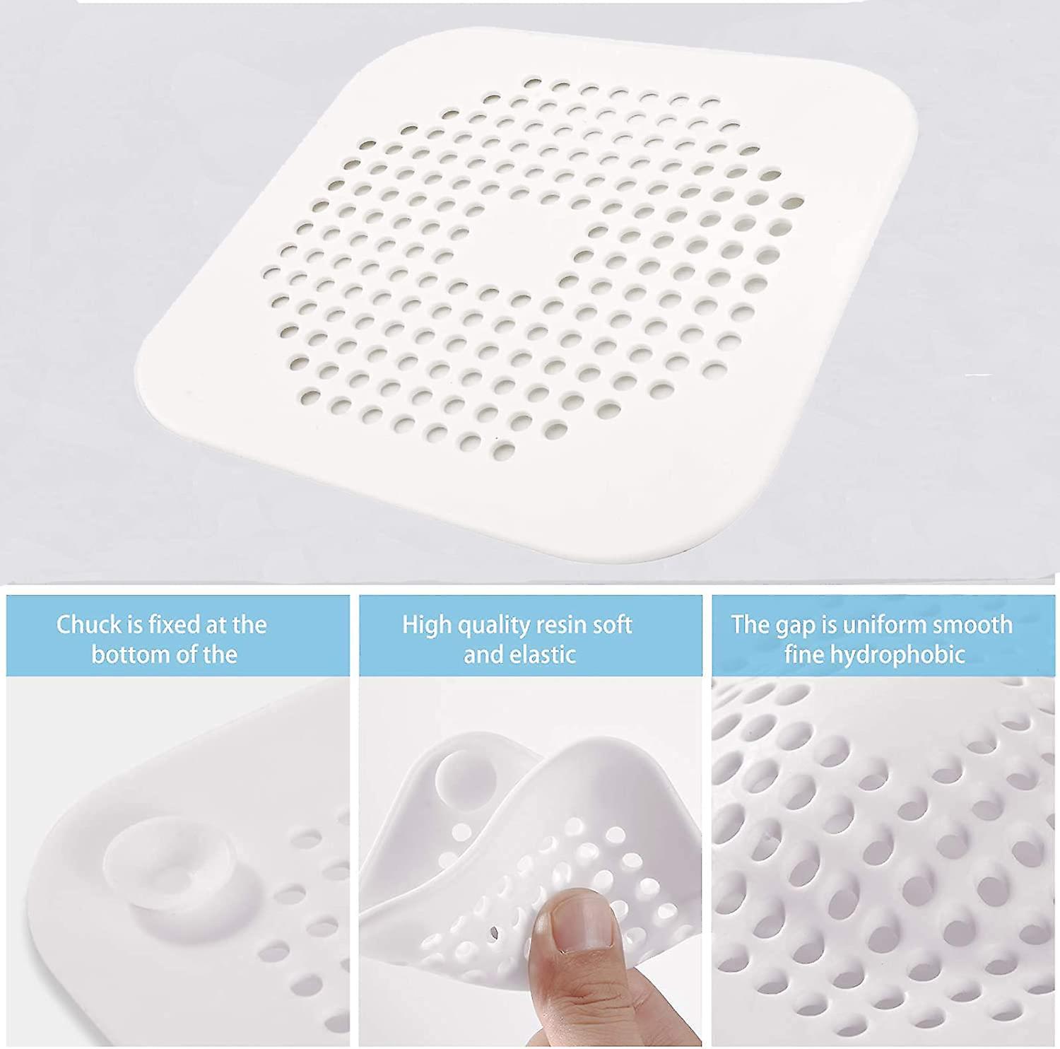 Hair Catcher，square Drain Cover Silicone Drain Tub Stopper，for Bathtubs and Showers，filter Shower Drain Protection Flat Strainer Stopper With Suction Cu