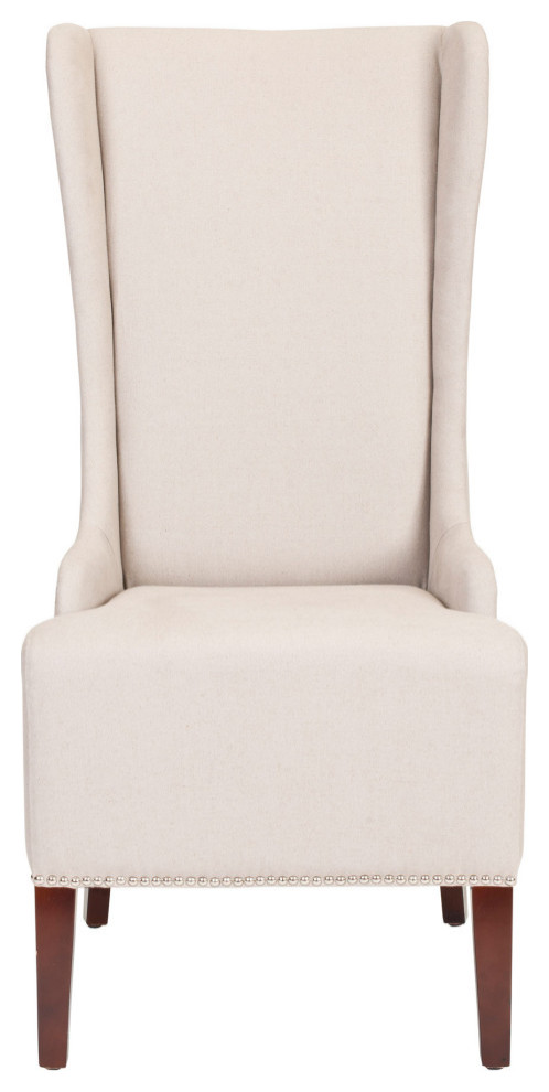 Lauren 20  x27 x27H Linen Dining Chair  Set of 2 Taupe/ Cherry Mahogany   Modern   Dining Chairs   by Virgil Stanis Design  Houzz