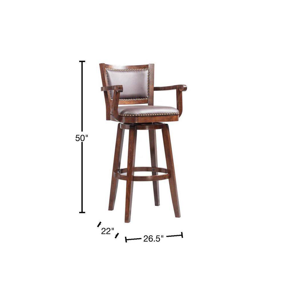 Boraam Broadmoor 34 in. Cappuccino Wood Swivel Extra Tall Barstool 51834