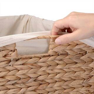 Villacera 26 in. H Portable Handmade Water Hyacinth Wicker Laundry Hamper with Lid in Natural (2-Pack) HWD020164