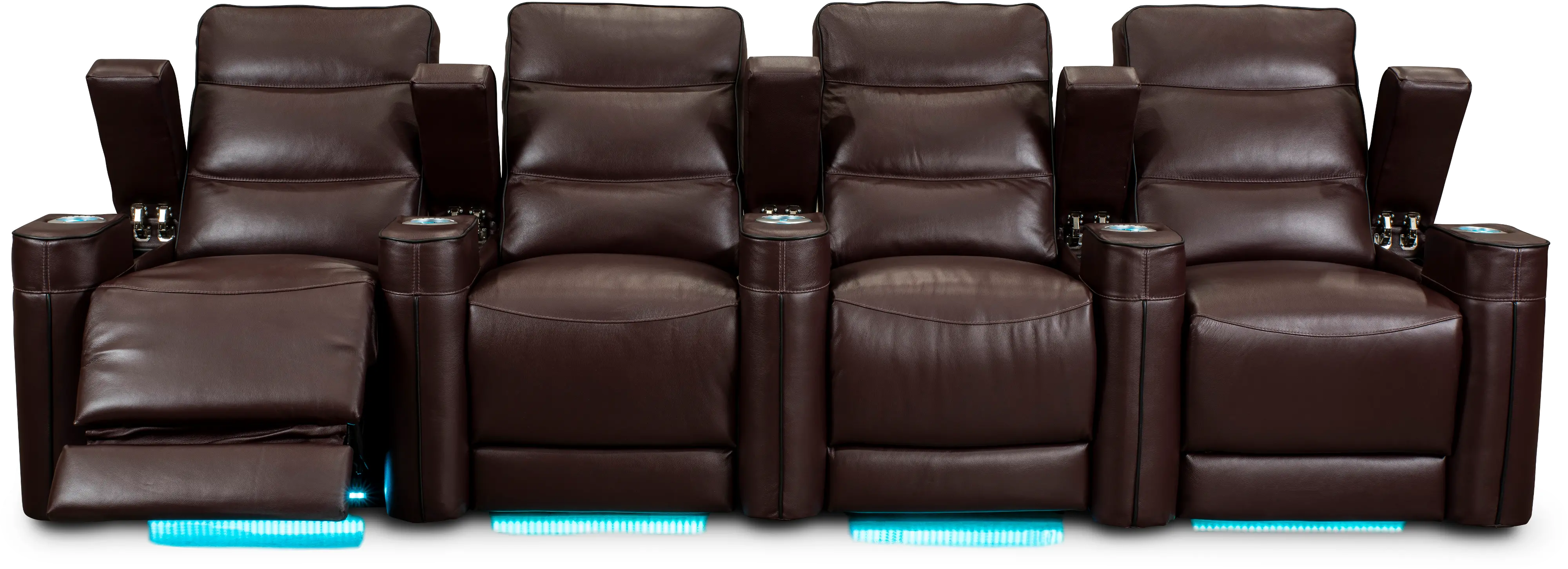 Beckett Wine Red Leather-Match 4 Piece Home Theater Seating