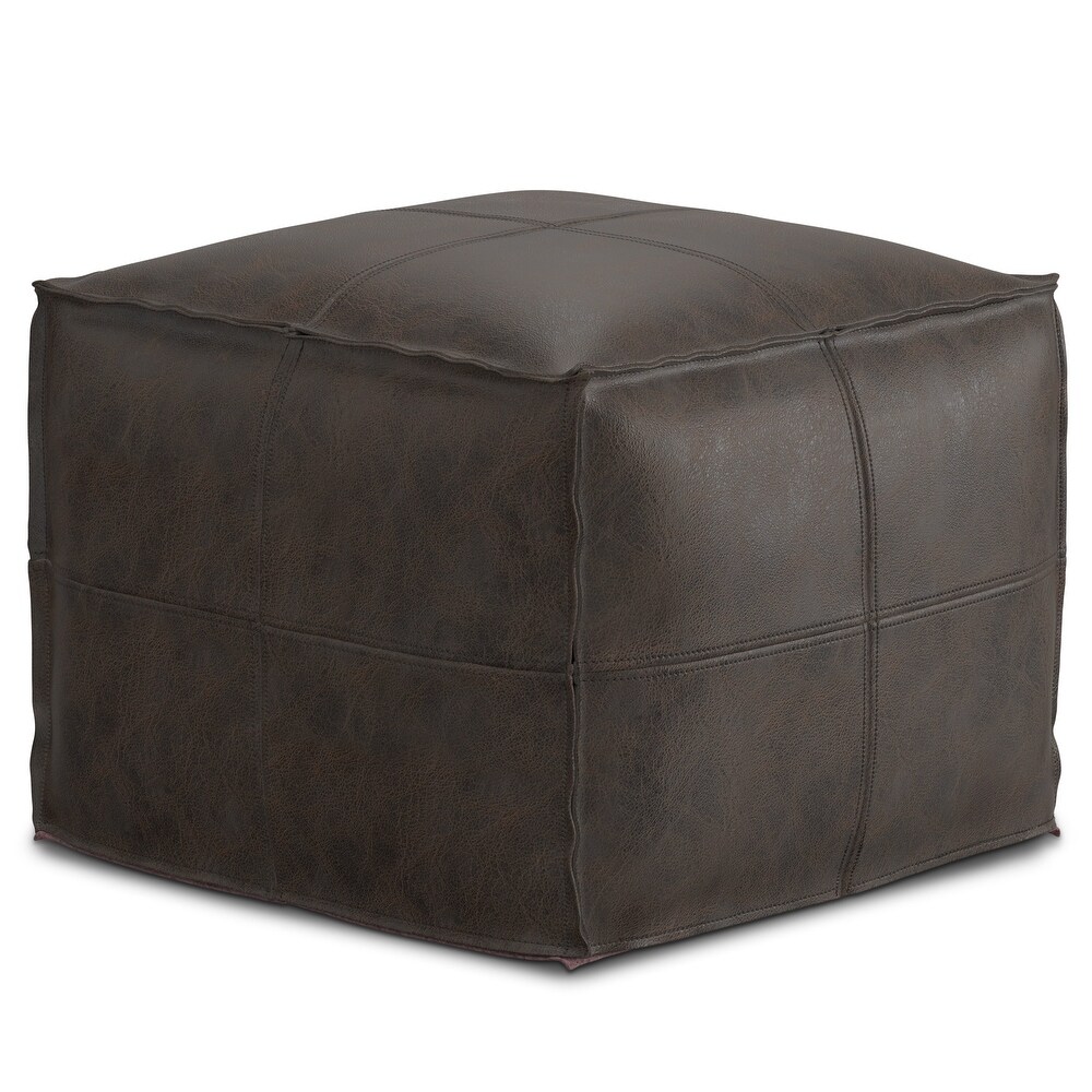 WYNDENHALL Erving Boho Square Pouf in Leather