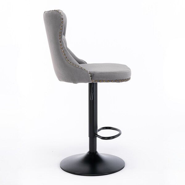 Modern Set of 2 Swivel Velvet Barstools