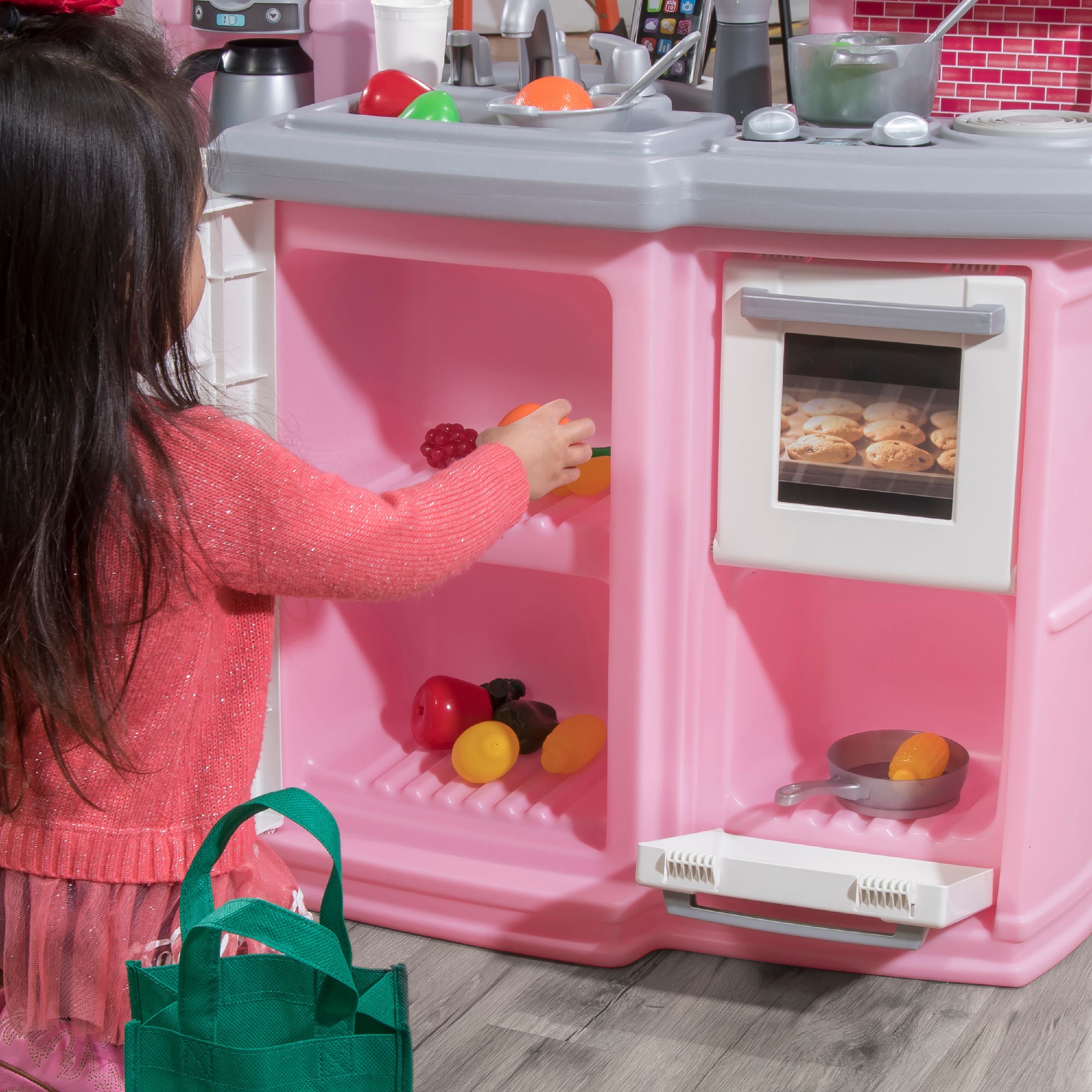 Step2 Great Gourmet Play Kitchen with Storage Bins and Accessory Play Set - Pink