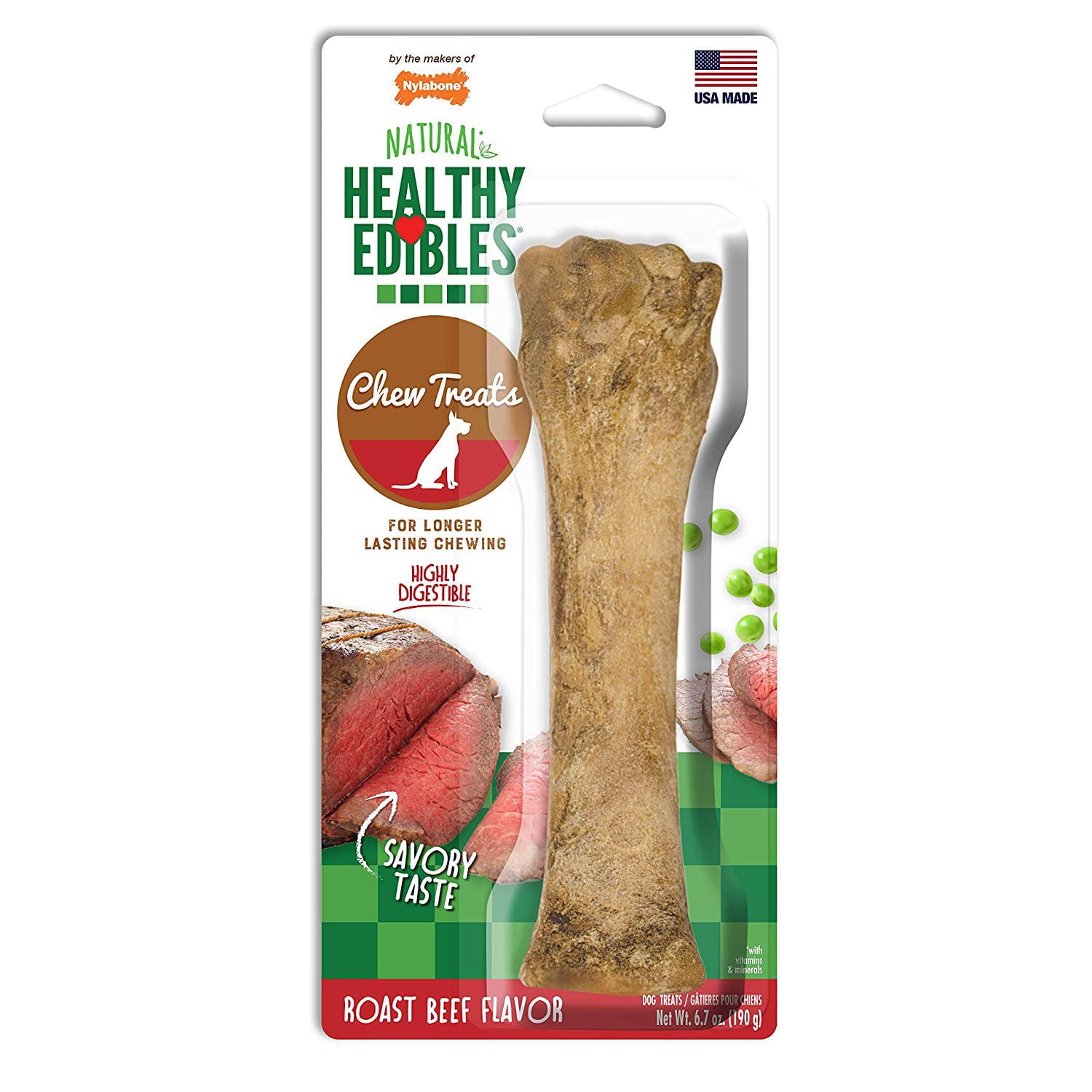 Nylabone Healthy Edibles Natural Roast Beef Flavored Dog Treats， X-Large， 1 Count