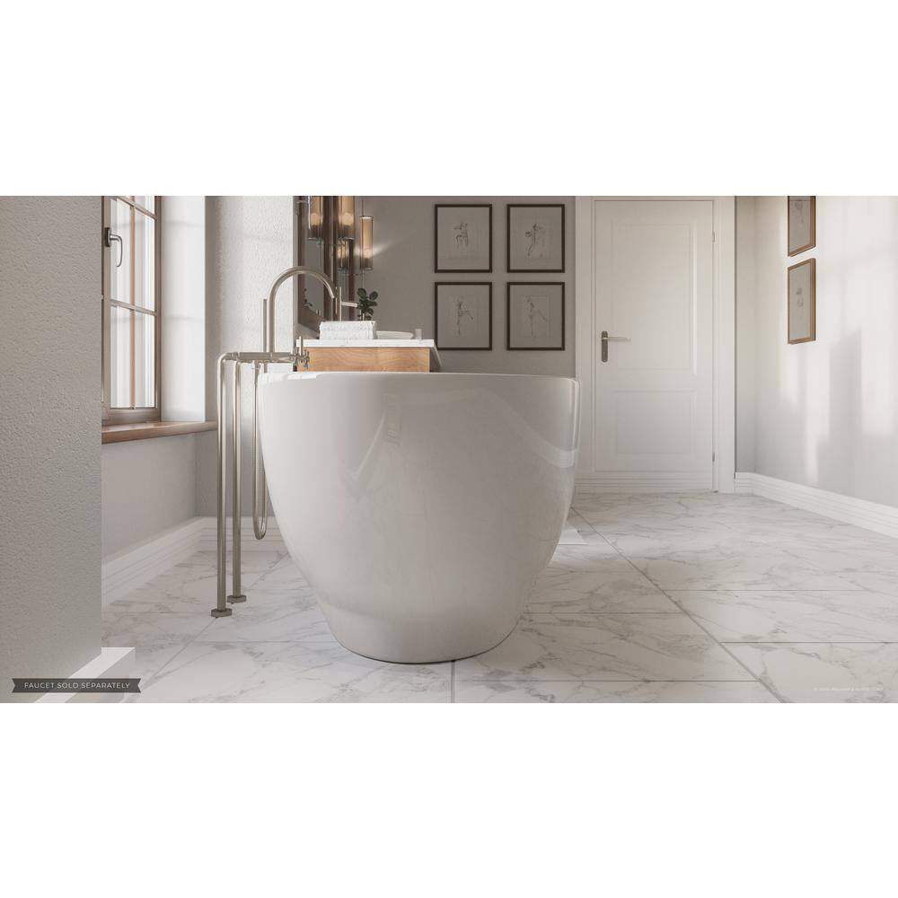 PELHAM  WHITE W-I-D-E Series Grandby 65 in. Acrylic Oval Freestanding Bathtub in White Drain in White PW82082-W