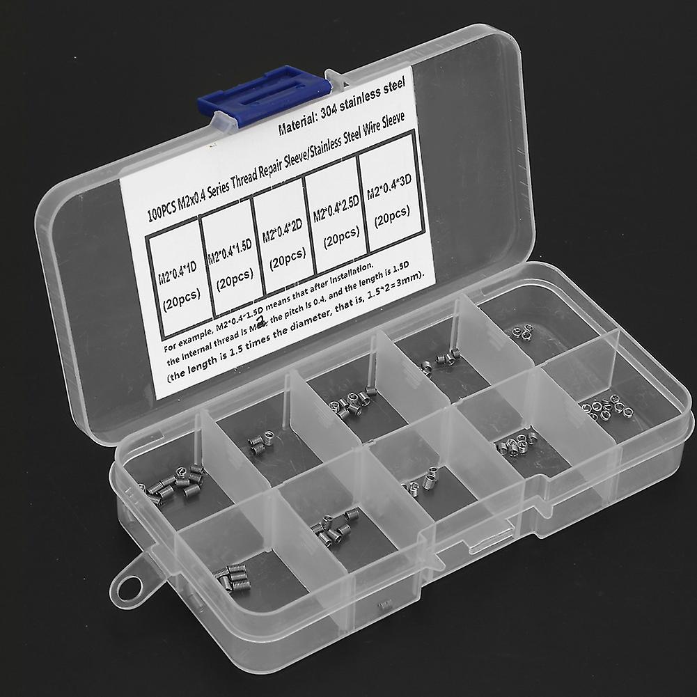 100 Pcs Wire Inserts Screws Sleeve Assortment Kit Stainless Steel Metric M2-m5 For Automotive Repairs[m4*0.7]