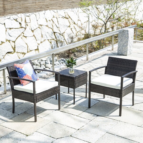 3-piece Outdoor Wicker Chat Set，Patio Chairs - Overstock - 35865435