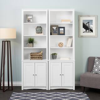 Prepac 80 in. White Wood 6-shelf Standard Bookcase with Doors WSBH-0004-1