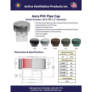 Active Ventilation 8 in. Dia Aura PVC Vent Cap Exhaust with Adapter for Schedule 40 or Schedule 80 PVC Pipe in Mill Finish AV-8-PVC