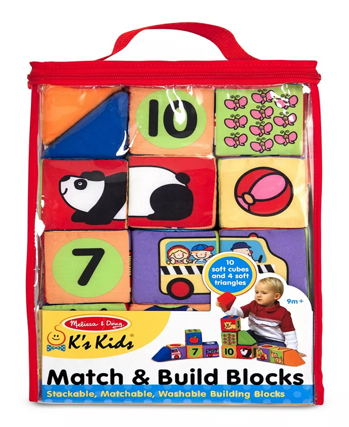 Melissa and Doug Kids Match and Build Toy Blocks