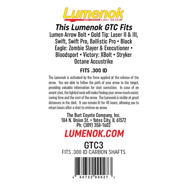 Burt Coyote 3-Pack Lumenok Orange Lighted GTC Crossbow Bolt Ends