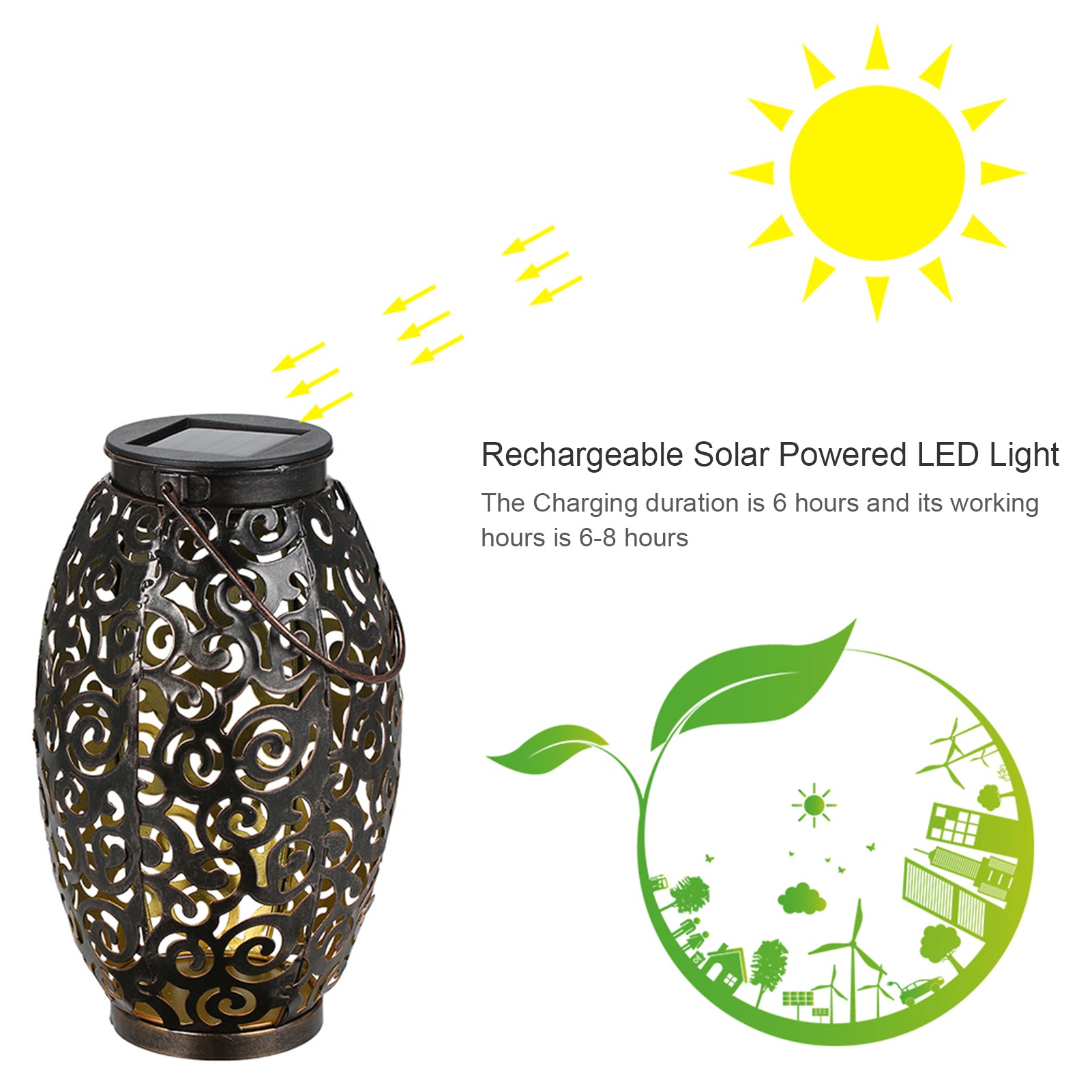 Tomshine Solar Power Energy LED Lantern Light Outdoor Hanging Lamp IP44 Water Resistance for Patio Garden Courtyard Pathway