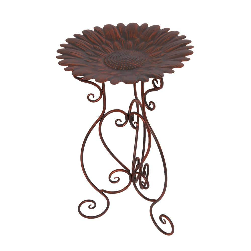 GERSON INTERNATIONAL 24 in. Tall Metal Sunflower Birdbath 2402110EC