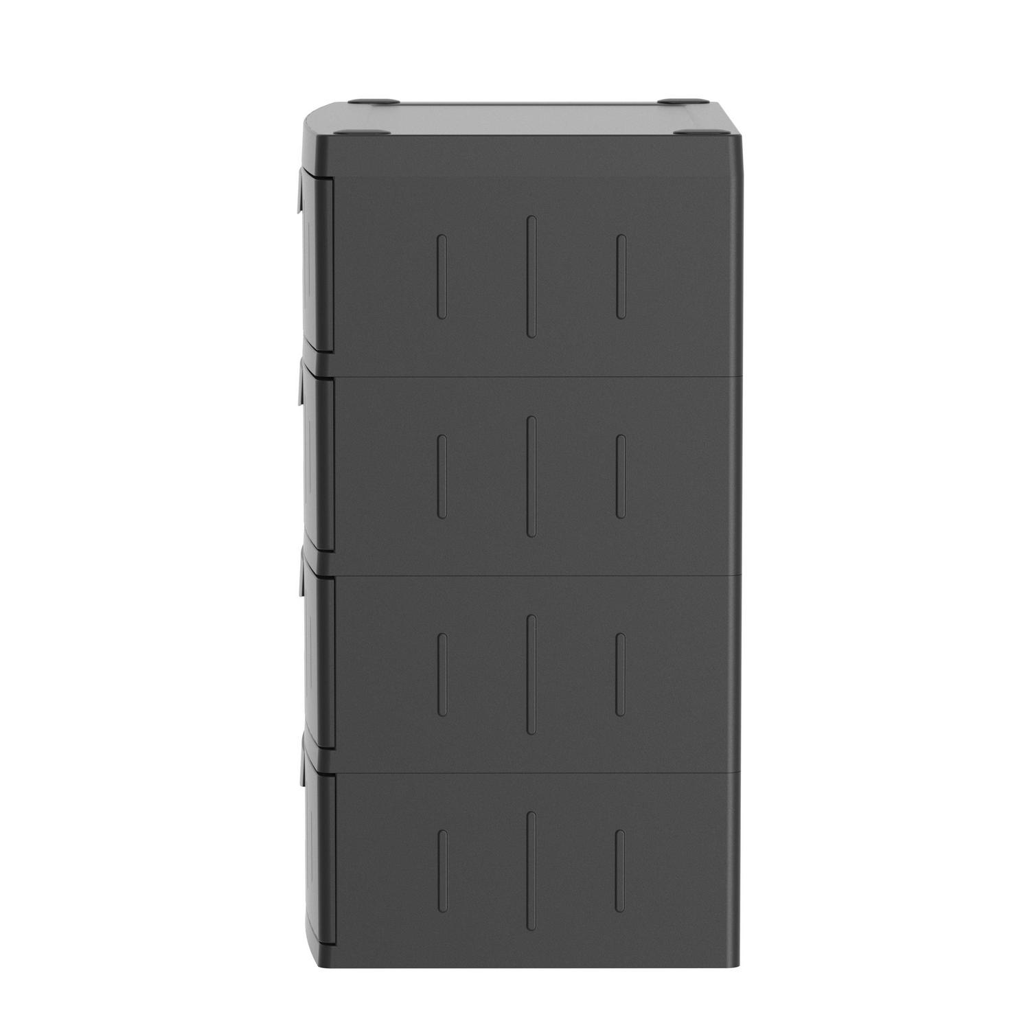 Hyper Tough 4 Drawer Plastic Garage Storage Cabinet 18.7 D x 25.39 W x 35.31 H， Black