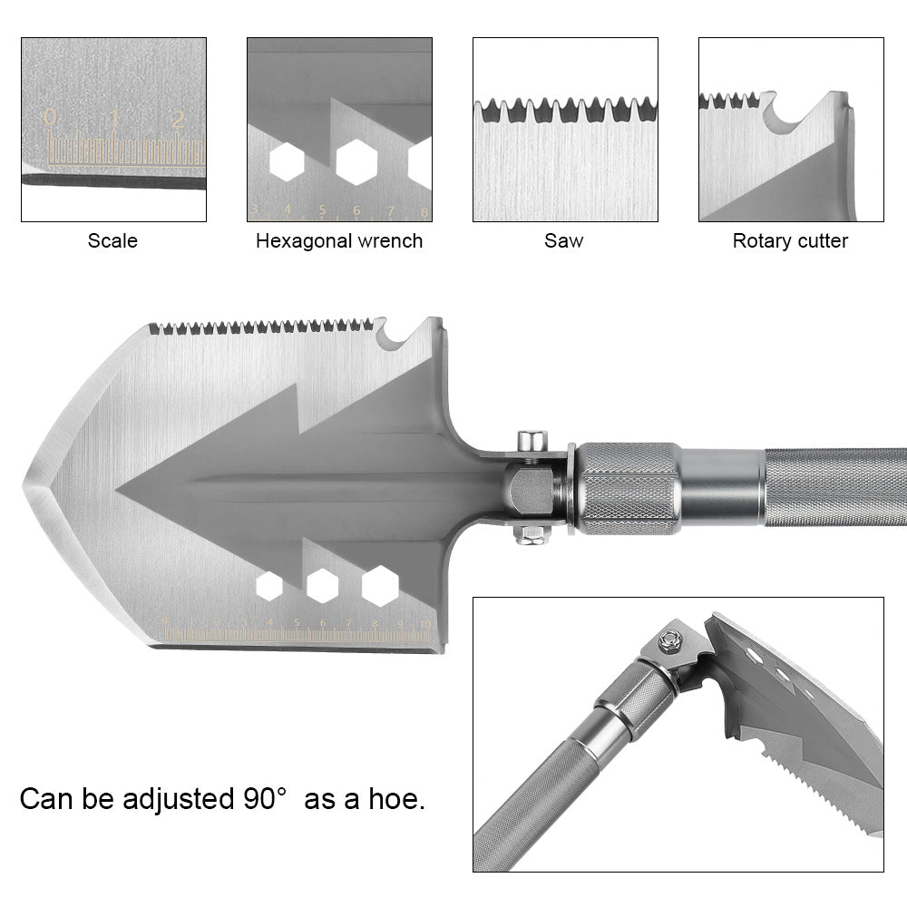 Adjustable Multi-functional Folding Shovel Steel And Axe Field Survival Tool