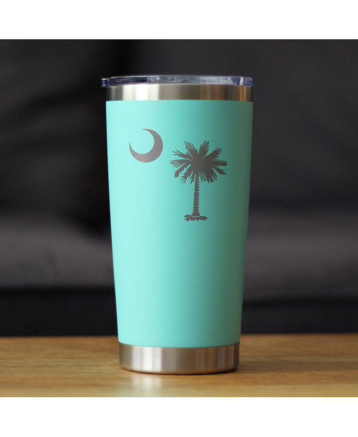 Bevvee South Carolina Flag - Insulated Coffee Tumbler Cup with Sliding Lid - Stainless Steel Insulated Mug - State Themed Drinking Decor and Gifts for South Carolinian Women and Men