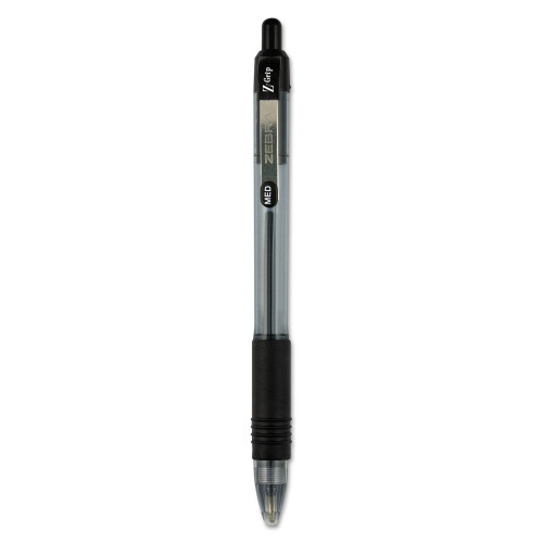 Zebra Z-Grip Retractable Ballpoint Pen， Medium 1mm， Black Ink， Clear Barrel， 24/Pack (12221)