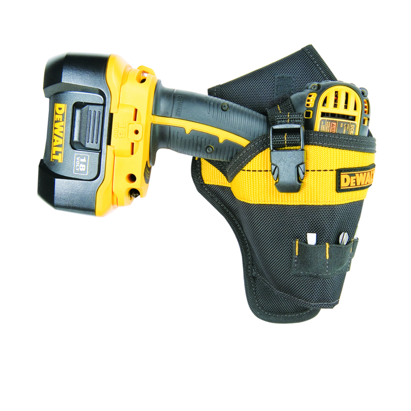 DW 1 pocket Polyester Fabric Drill Holster 6. in. L X 11.25 in. H Black/Yellow