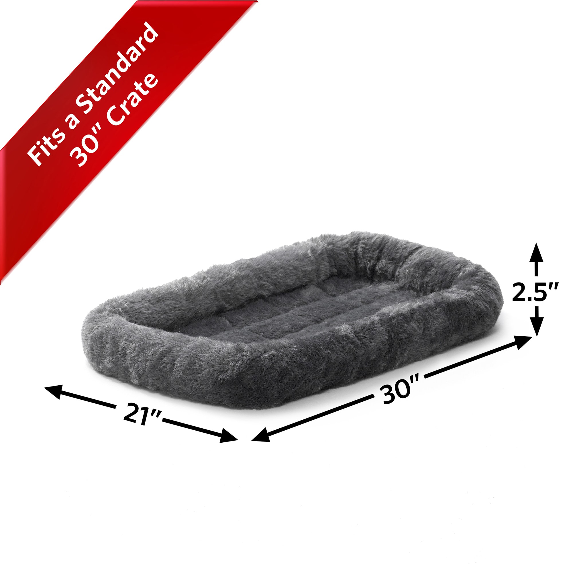 Midwest Quiet Time Bolster Gray Dog Bed， 18