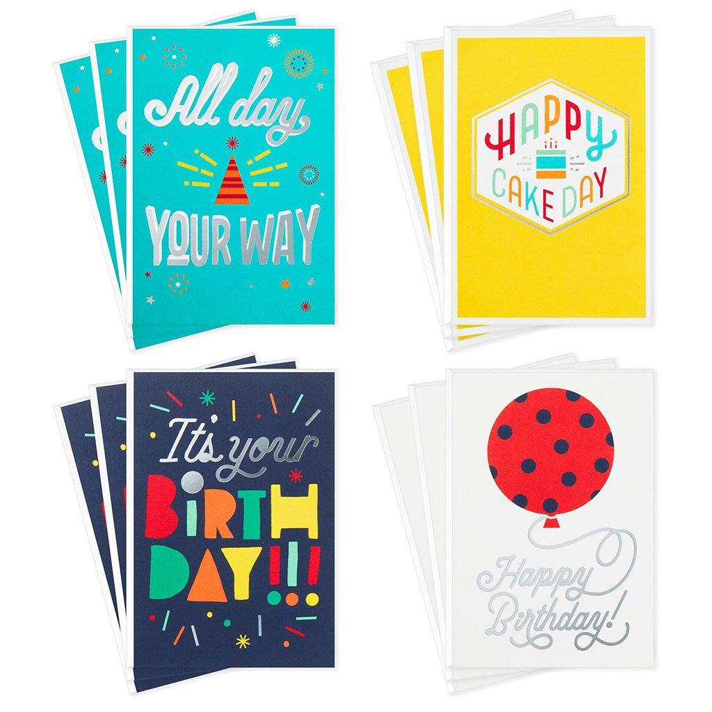 Hallmark  Bold and Bright Assorted Birthday Cards, Pack of 12